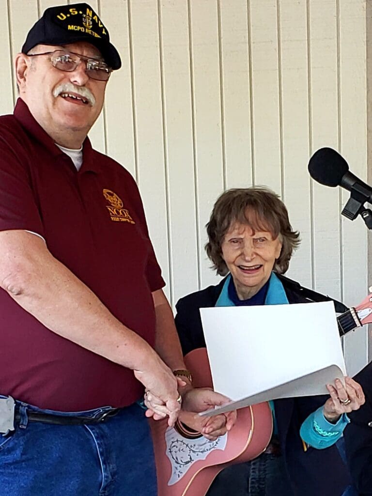 Chairman Haines presenting Flo Blake Commendation award